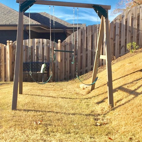 Josh Yohn built a swing set for me in a spot that 