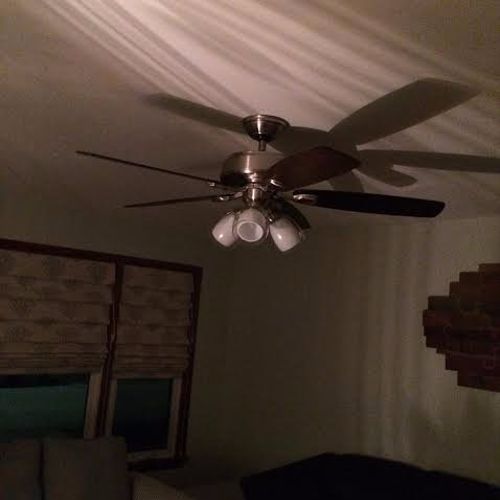 Vince installed and wired a new ceiling fan in our