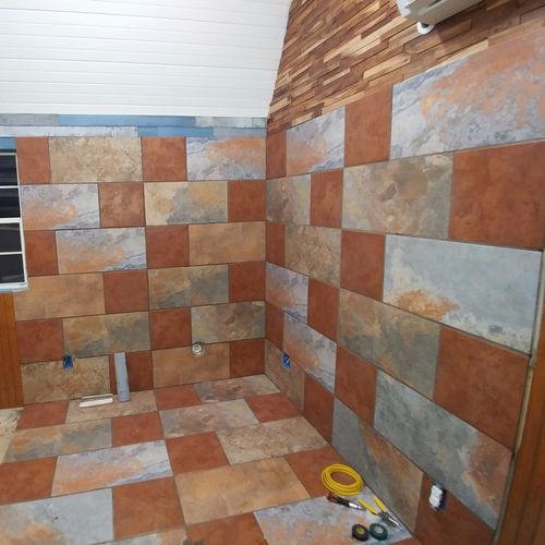 Tom did a great job laying the tile and putting up