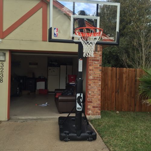 I had a basketball goal assembled.  They arrived p