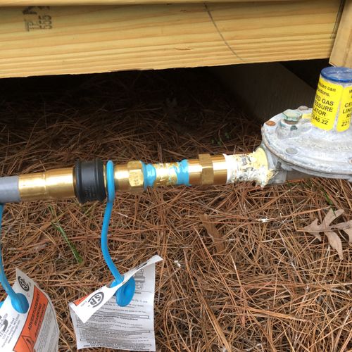 Connected my natural gas outdoor grill hose to the