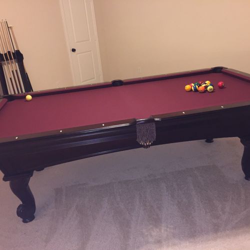 They Moved Pool  table and re felted it - outstand