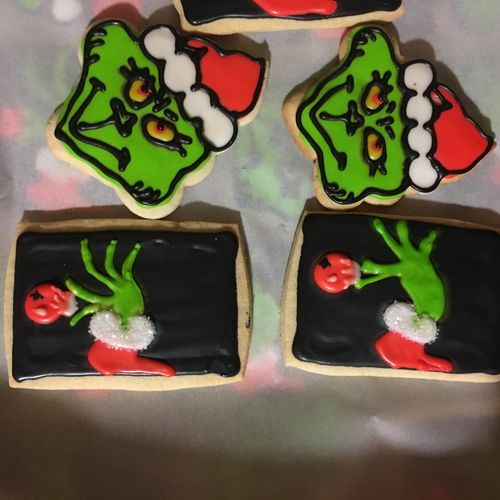Asked Laura to make some Grinch cookies for annual