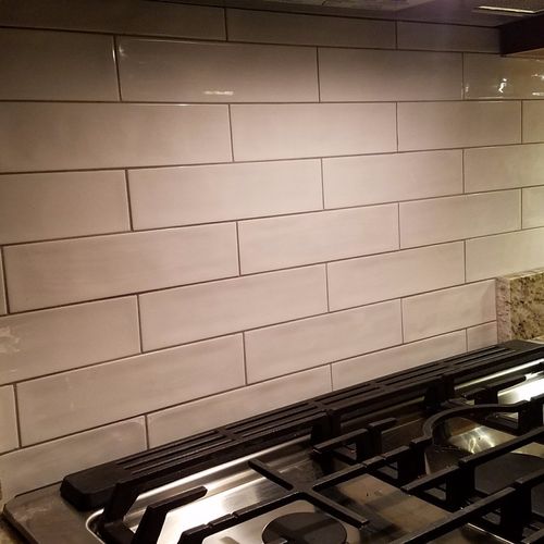 Expertly tiled our kitchen backsplash on 4 walls w
