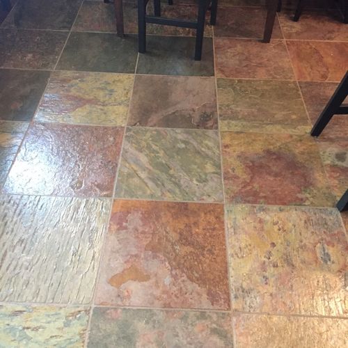 Travis cleaned and sealed our Slate floors with a 