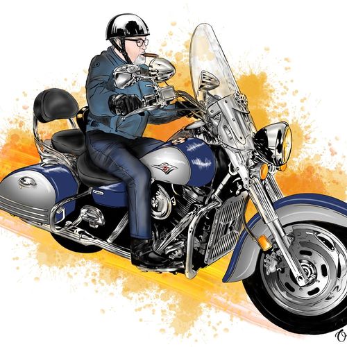 I had a custom illustration of me on my motorcycle