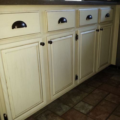 We had our kitchen cabinets painted and they turne