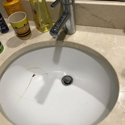 Called to replace a cracked under mount sink and a