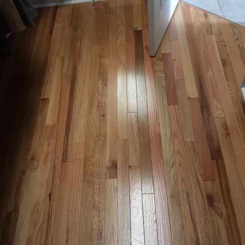 Andrew Higgins recently layed hard wood flooring f