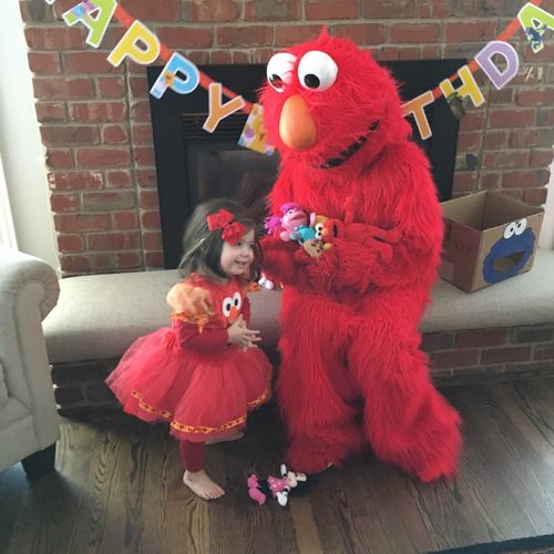 Elmo came to my party and he was very sweet and sa