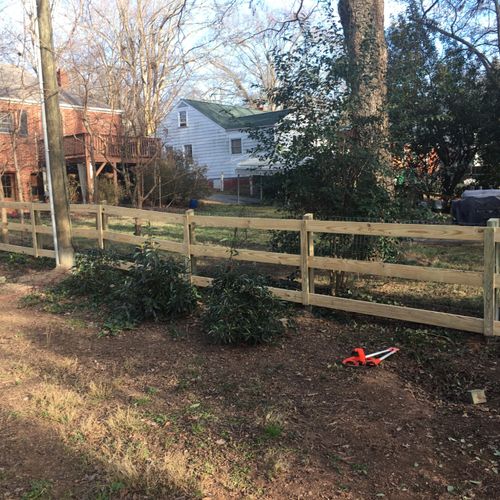 Richard and his team put in a split rail fence for