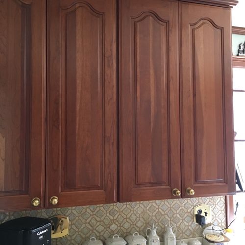 Steve refinished my cherry cabinet doors 30 of the