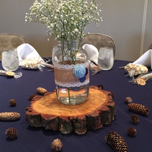 Rented tree-slices for a baby shower--- worked wel
