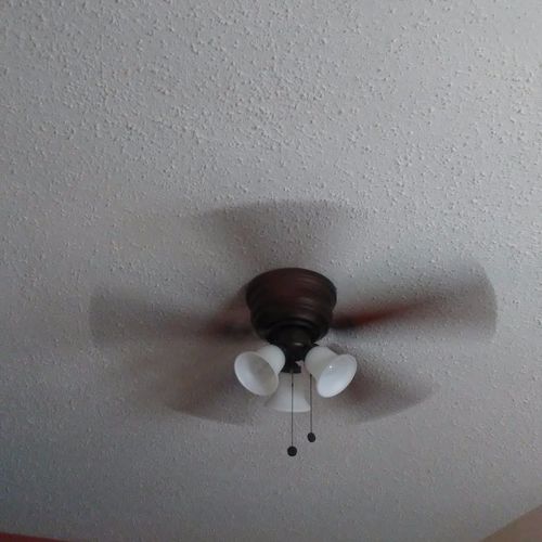 Installed a ceiling fan for me... Quick, easy, con