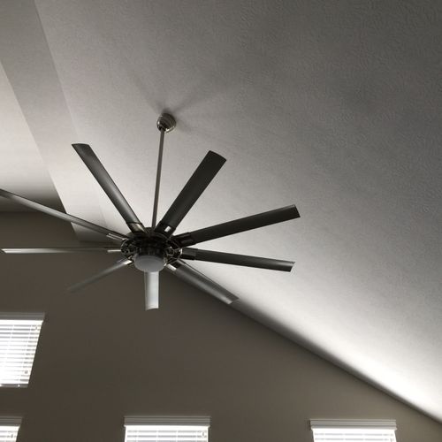 Installed a ceiling fan on a 15' sloped ceiling.
D