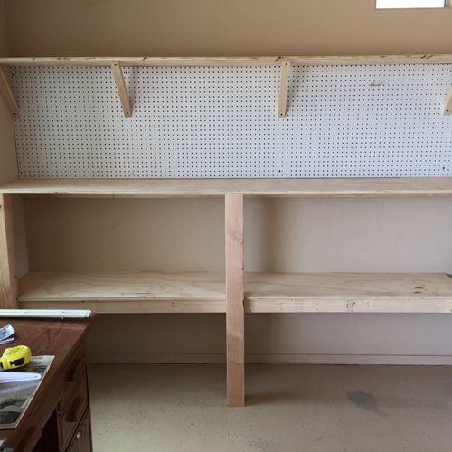 We hired Ben to build a garage workbench for us. H