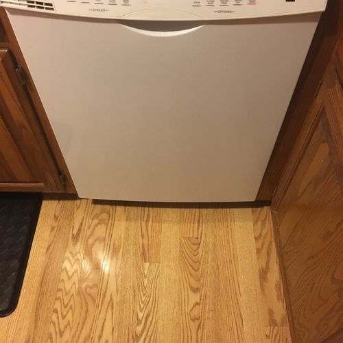 Installed dishwasher and kitchen faucet. Also fixe