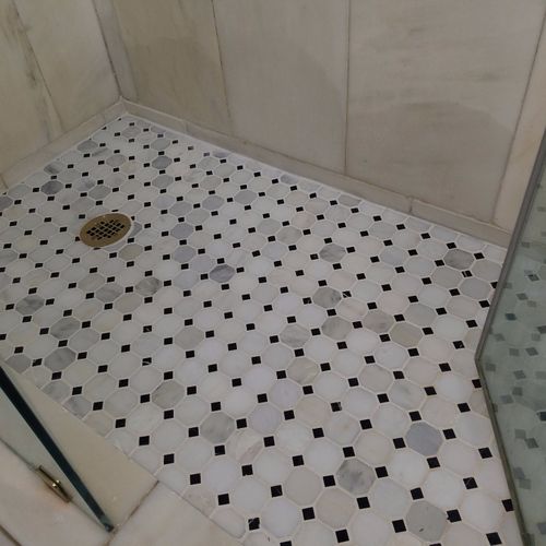 Replaced shower floor and fixed hole in ceiling wh