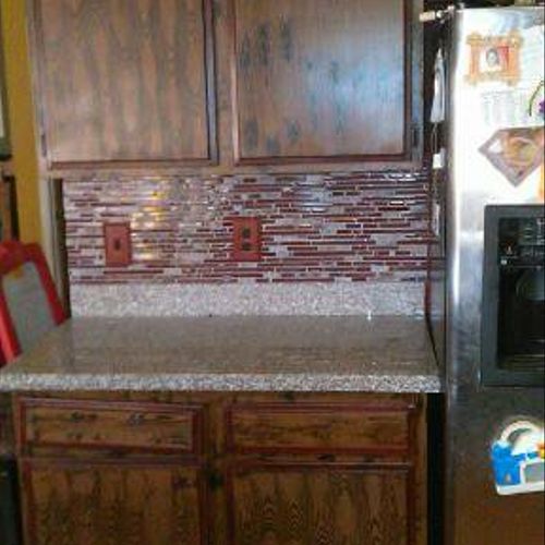 Whole kitchen remodeling  countertops, glass backs