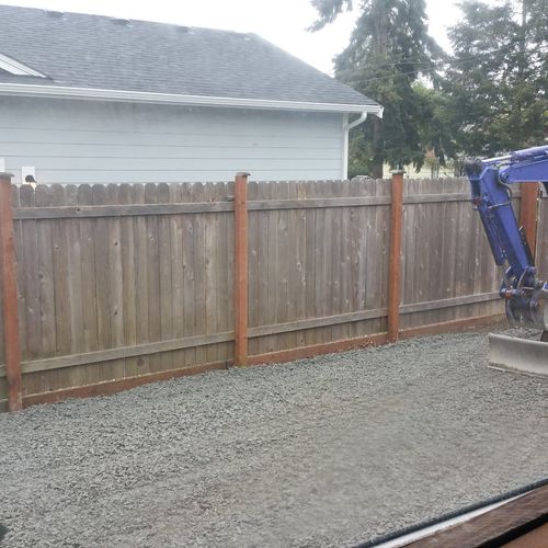 Leveled and new gravel Along the whole side of our