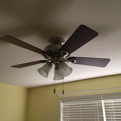 He replaced a ceiling fan in my extra bedroom, put