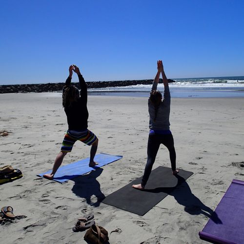 We did Ashtanga yoga on the beach. She was very cl