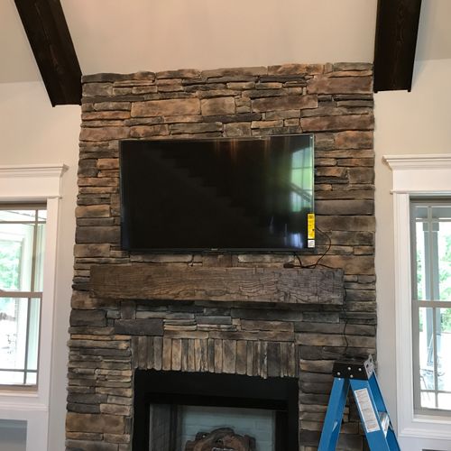 Mark did an awesome job hanging two tv's on stone 