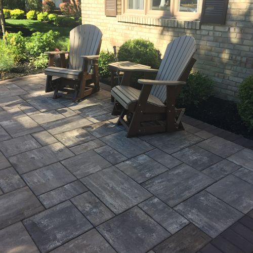 Look at our beautiful new front paver patio and la