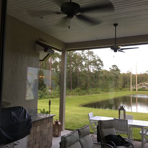 James hung two outdoor ceiling fans on my lanai an