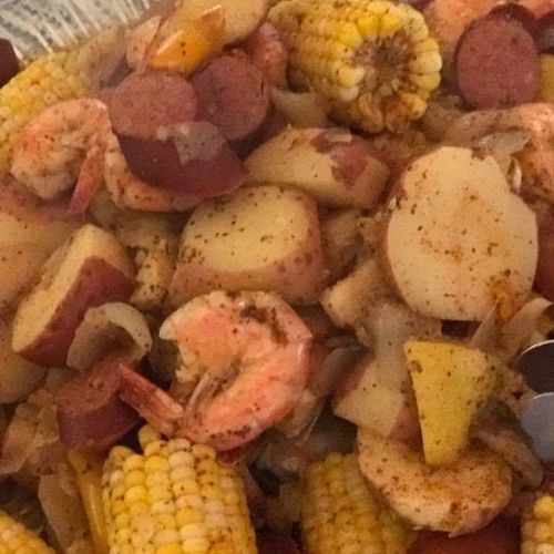 The low country boil that was prepared for my gues