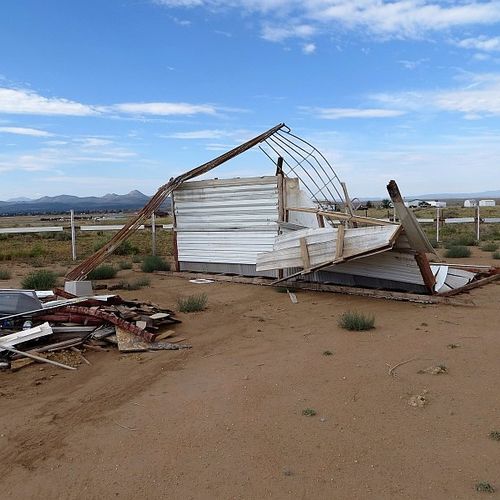 We had a storm which destroyed a horse shelter tha