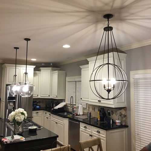 Installed pendants in our kitchen, changed the lig