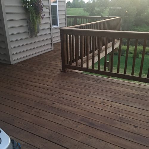Mike came and stained our deck. He's used this awe