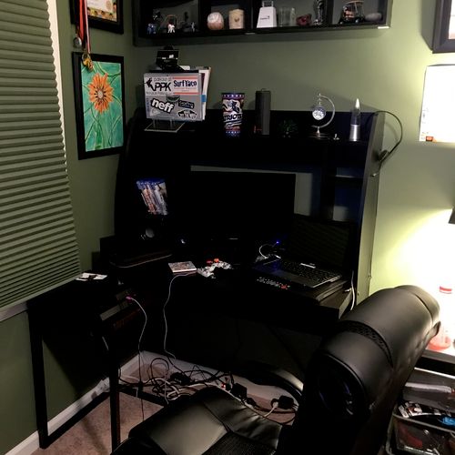 Excellent job hanging a wall desk as well as some 