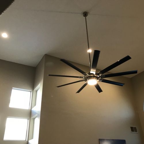 Louis and Colin installed a new ceiling fan for us