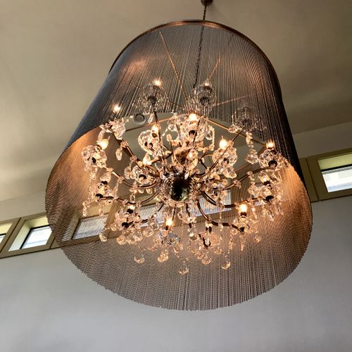 Installed a RH chandelier on a VERY high ceiling.