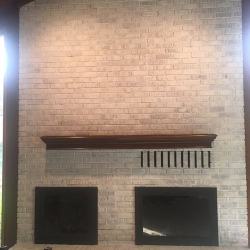 My project was white washing a fireplace and brick