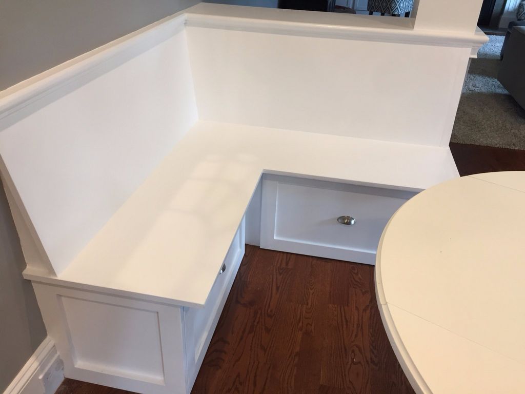 We just had an L-shaped bench built and installed 