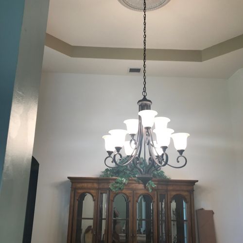 Jared did a great job installer two chandeliers an