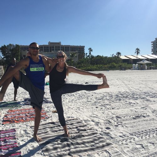 Beach Yoga was a great way to kick off our wedding