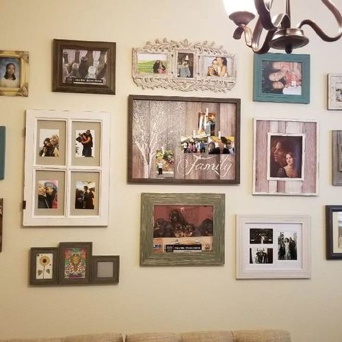 I hired Gary to hang a collection of photo frames 