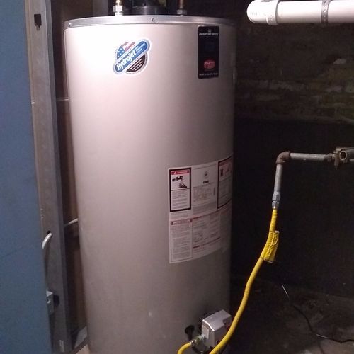 Installed 75 gallon power vent water heater very h