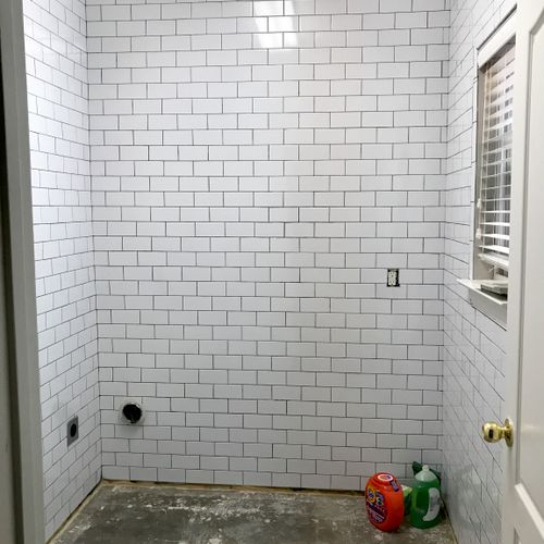 I had four walls covered with subway tile. They we