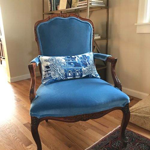 Vasey recently reupholstered a pair of chairs I bo
