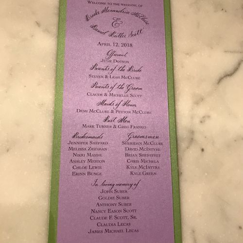 We created custom programs for our daughters weddi