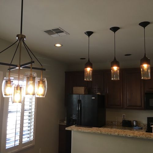 Mike hung a few pendant lights for me. He was on t