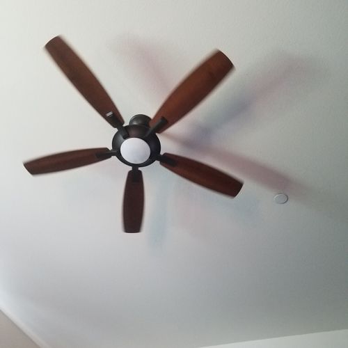 Tim came and put up 2 ceiling fans, he was a few m