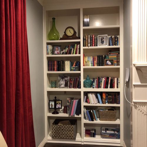 Joey built several bookcases in our home from scra