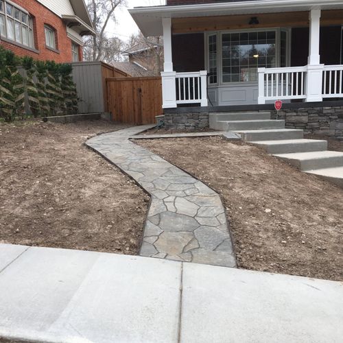 Hired Shelby to build a new stone walkway for the 