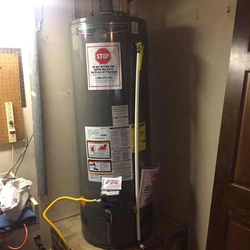 Jonathan removed and installed a new water heater 